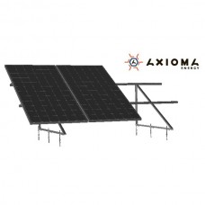 Система креплений на 3 панели для плоской крыши с изменением угла зима-лето 40 мм, алюминий 6005 Т6 и оцинкованная сталь, AXIOMA energy