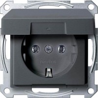 Механізм розетки з кришкою Merten Shuko, 2 полюса, 16А. Колір Антрацит, MTN2311-0414