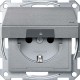 Механизм розетки IP44 с крышкой Merten Shuko, 2 полюса, 16А Алюминий, MTN2314-0460