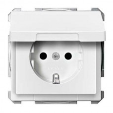 MTN2310-4019 Механізм розетки з кришкою, захисними шторками та заземленням Merten Shuko, 2 полюса, 16А. Колір Полярно-Білий