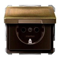 SD Розетка Schuko c крышкой и шторками Antique латунь (MTN2310-4143) SD Розетка Schuko c крышкой и шторками Antique латунь (MTN2310-4143)