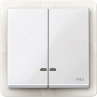 Двойная клавиша с окошком для световой индикации IP44 Merten System M. Полярно-белый MTN3424-0319 Двойная клавиша с окошком для световой индикации IP44 Merten System M. Полярно-белый MTN3424-0319