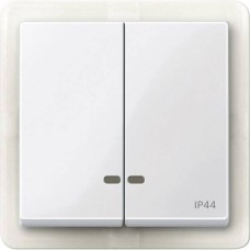 Двойная клавиша с окошком для световой индикации IP44 Merten System M.  Полярно-белый MTN3424-0319 