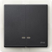 Подвійна клавіша з віконцем для світлової індикації IP44 Merten System M. Колір Антрацит MTN3424-0414 Подвійна клавіша з віконцем для світлової індикації IP44 Merten System M. Колір Антрацит MTN3424-0414
