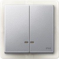 Подвійна клавіша з віконцем для світлової індикації IP44 Merten System M. Колір Алюміній MTN3424-0460 Подвійна клавіша з віконцем для світлової індикації IP44 Merten System M. Колір Алюміній MTN3424-0460