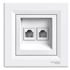 ⚡Розетка комп'ютерна подвійна Кат6e UTP Asfora біла (EPH4800121)