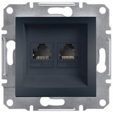 ⚡Розетка подвійна телефонна RJ11 Asfora антрацит (EPH4200171)