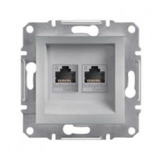 ⚡Розетка комп'ютерна подвійна Кат6e UTP Asfora алюміній (EPH4800161)