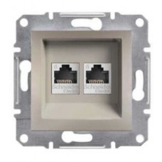 ⚡Розетка комп'ютерна подвійна Кат6e UTP Asfora бронза (EPH4800169)