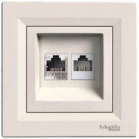 ⚡Розетка подвійна телефонна RJ11 + комп'ютерна RJ45 Asfora кремова (EPH4900123) ⚡Розетка подвійна телефонна RJ11 + комп'ютерна RJ45 Asfora кремова (EPH4900123)