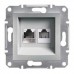 Розетка двойная телефонная RJ11 + компьютерная RJ45 Asfora алюминий (EPH4900161)
