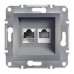 Розетка подвійна телефонна RJ11 + комп'ютерна RJ45 Asfora сталь (EPH4900162)