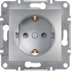 Розетка з заземленням і захисними шторками Schneider Electric серії Asfora 16А алюміній (EPH2900261)