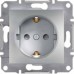 Розетка з заземленням і захисними шторками Schneider Electric серії Asfora 16А алюміній (EPH2900261)