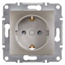 ⚡ Розетка з заземленням і захисними шторками Asfora 16А бронза (EPH2900269)