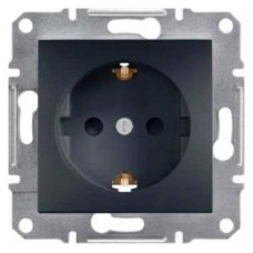 ⚡ Розетка з заземленням і захисними шторками Asfora 16А антрацит (EPH2900271)