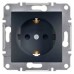 Розетка с заземлением и защитными шторками Schneider Electric серии Asfora 16А антрацит (EPH2900271)