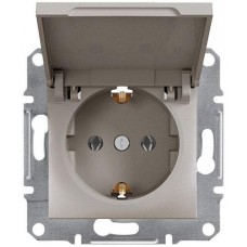 ⚡Розетка з заземленням та захисною кришкою Asfora 16А бронза (EPH3100169)