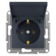 Розетка з заземленням та захисною кришкою Asfora 16А антрацит (EPH3100171)