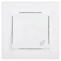 ⚡Кнопочный выключатель с символом звонок Asfora белый (EPH0800121)