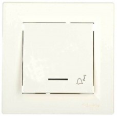 ⚡Кнопочный выключатель с подсветкой и символом звонок Asfora IP20 белый (EPH1700121)