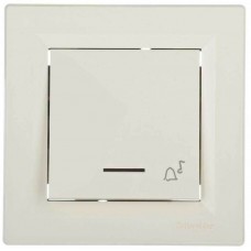 ⚡Кнопочный выключатель с подсветкой и символом звонок Asfora IP20 кремовый (EPH1700123)