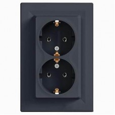⚡Подвійна розетка із заземленням Asfora 16А IP20 антрацит (EPH9900171)