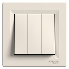 ⚡ Вимикач 3-х клавішний Asfora кремовий (EPH2100123)