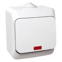 Одноклавишный наружный выключатель с подсветкой 16A Cedar Plus. Белый. WDE000514 Одноклавишный наружный выключатель с подсветкой 16A Cedar Plus. Белый. WDE000514