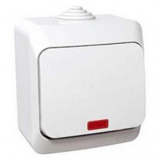 Одноклавишный наружный выключатель с подсветкой 16A Cedar Plus. Белый. WDE000514