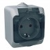 WDE000643 Одинарна зовнішня розетка з заземленням та захисною кришкою 16A IP44 Cedar Plus. Сіра