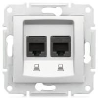 ⚡SDN4400123 Компьютерная розетка двойная UTP RJ45 кат.5e неэкранированная Sedna. Цвет Слоновая кость