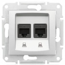 SDN5000123 Комп'ютерна розетка подвійна UTP RJ45 кат.6 екранована Sedna. Колір Слонова кістка