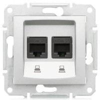 SDN4400160 Комп'ютерна розетка подвійна UTP RJ45 кат.5e неекранована Sedna. Колір Алюміній