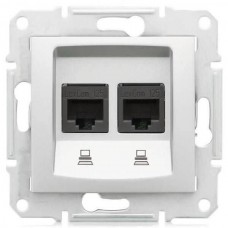 SDN5000160 Компьютерная розетка двойная UTP RJ45 кат.6 экранированная Sedna. Цвет Алюминий