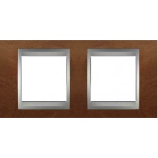 Рамка двухместная Unica Top. Цвет Черешня/Алюминий MGU66.004.0M2