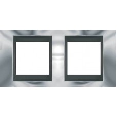 Рамка двухместная Unica Top. Цвет Блестящий хром/Графит MGU66.004.210