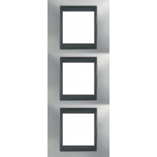 Рамка 3-місна Unica Top. Колір Матовий хром/Графіт MGU66.006V.238