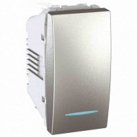 Выключатель одноклавишный кнопочный с индикационной подсветкой Unica 10А MGU3.106.30N