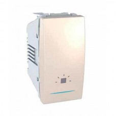 Выключатель одноклавишный кнопочный с индикационной подсветкой, символ `свет` Unica 10А MGU3.106.25LN