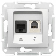 SDN5200123 PC + телефонная розетка RJ11 + RJ45, кат. 6, неэкранированная Sedna. Цвет Слоновая кость