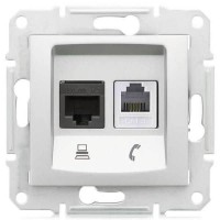 ⚡SDN5200160 PC + телефонная розетка RJ11 + RJ45, кат. 6, неэкранированная Sedna. Цвет Алюминий ⚡SDN5200160 PC + телефонная розетка RJ11 + RJ45, кат. 6, неэкранированная Sedna. Цвет Алюминий