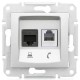 ⚡SDN5200160 PC + телефонная розетка RJ11 + RJ45, кат. 6, неэкранированная Sedna. Цвет Алюминий