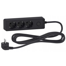 ⚡Удлинитель на 3 розетки с заземлением 3м Unica New черный (ST9433B)