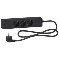 ⚡Удлинитель на 3 розетки с заземлением+2 USB, 1,5м Unica New черный (ST943U1B)