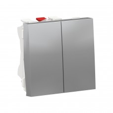 ⚡Переключатель 2-х клавишный 10А 2 модуля Unica New алюминий (NU321330)