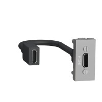 ⚡Розетка HDMI 1 модуль Unica New алюміній (NU343030)