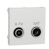 ⚡Розетка R-TV SAT одинарна 2 модулі Unica New біла (NU345418)