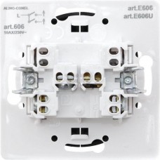Вимикач прохідний двоклавішний послідовний Aling Conel EON чорний (E606.E1)