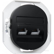 Розетка компьютерная двойная RJ45 CAT5E UTP Aling Conel серии EON. Цвет "Черный" (E614.E1)